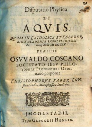 Disputatio physica De aquis
