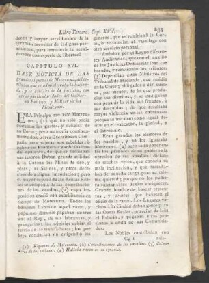 Capítulo XVI. : Dáse noticia de las grandes riquezas de Motezuma, del estilo con que se administraba la hacienda, y se cuidaba de la justicia, con otras particularidades del Gobierno Político, y Militar de los Mexicanos.