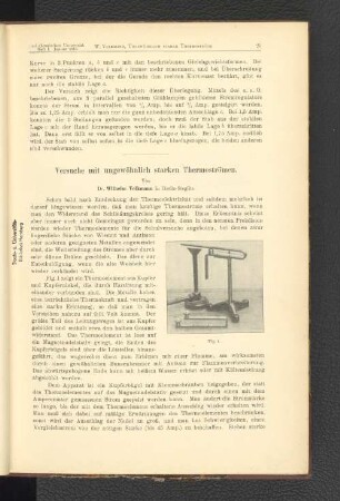 Versuche mit ungewöhnlich starken Thermoströmen.