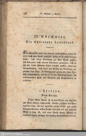 IX. Abschnitt. Die Chocolade betreffend