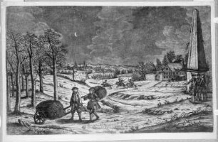 Schlacht bei Kesselsdorf 1745 : Schlacht bei Kesselsdorf 1745. Gefährdetes Heuholen der Bauern 3 Tage nach der Schlacht, Blick von der Kesselsdorfer Straße über Löbtau nach Dresden
