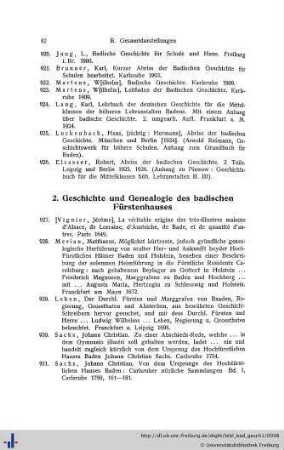2. Geschichte und Genealogie des badischen Fürstenhauses.