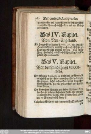 Das V. Capitel. Von der Landschafft Virginia.