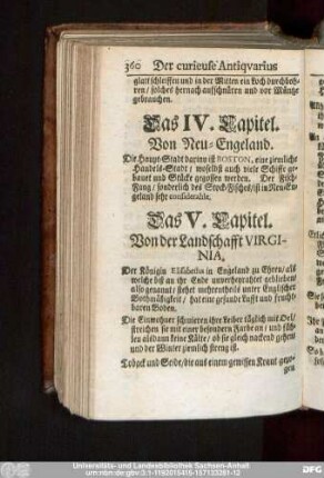 Das V. Capitel. Von der Landschafft Virginia.