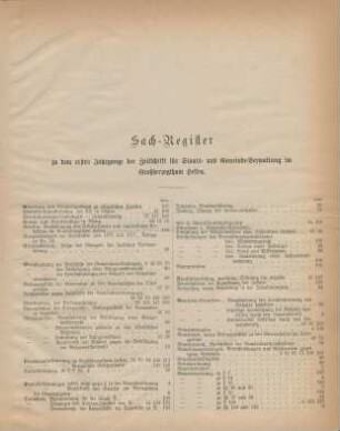 Sach-Register zu dem ersten Jahrgange der Zeitschrift für Staats- und Gemeinde-Verwaltung im Großherzogthum Hessen