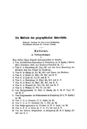 Die Methode des geographischen Unterrichts : [Referat]