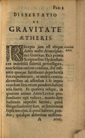 Jacobi Bernoulli Dissertatio De Gravitate Ætheris
