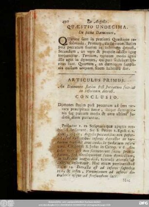 Quaestio Undecima. De poena Daemonum.
