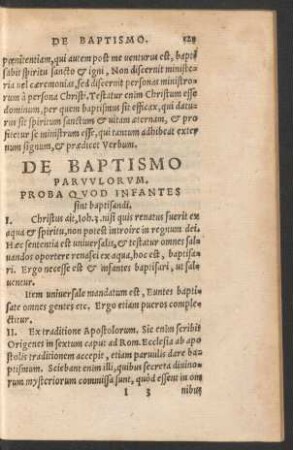 De Baptismo Parvulorum.