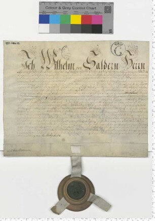 Lehnbrief derer von Laffert, ausgestellt von Wilhelm von Saldern. Eigenhändige Unterschrift.