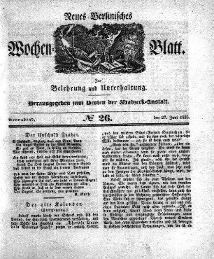 No. 26, Sonnabend, den 27.Juni 1835