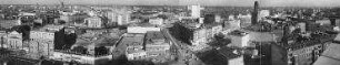 130° Panorama, Blick entlang dem Kurfürstendamm auf das Viktoria-Areal Richtung Breitscheidplatz. Berlin-Charlottenburg, Joachimsthaler Straße