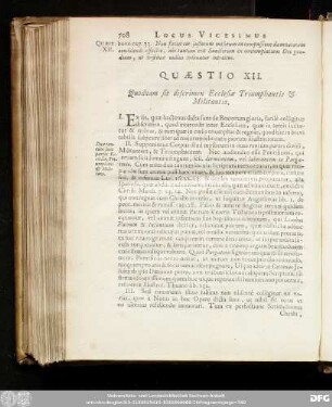 Quaestio XII. Quodnam sit discrimen Ecclesiae Triumphantis & Militantis.