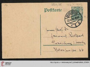 Heid. Hs. 3820,25: Karte von Emil Lask an Heinrich Rickert