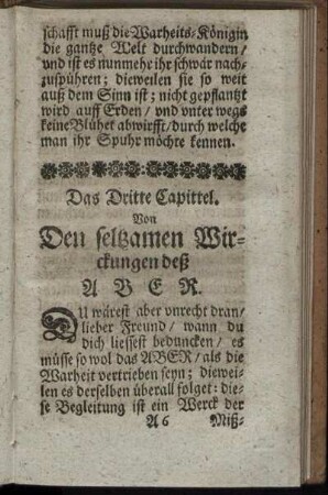 Das Dritte Capittel. Von Den seltzamen Wirckungen deß Aber.
