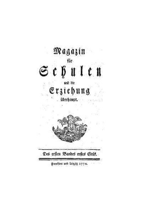 Titel des ersten Bandes erstes Stück