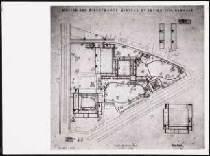 Antikenmuseum, Bagdad - Museum and Directorate General of Antiquities, Baghdad: Lageplan mit Grundrissaufteilung EG und 1.OG bzw. Keller
