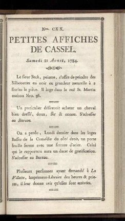 No CXX (Samedi 21 Aoust 1784)