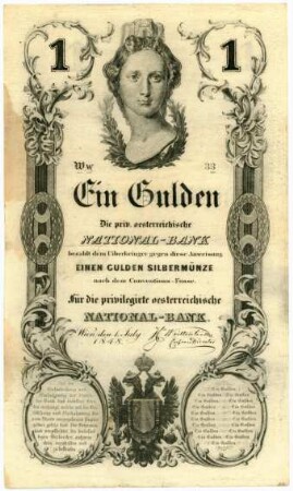 Geldschein, Gulden, 1.7.1848