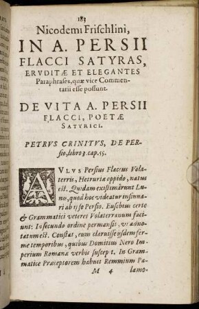 De Vita A. Persii Flacci, Poetæ Sytyrici.