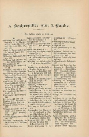 A. Sachregister zum 3. Bande