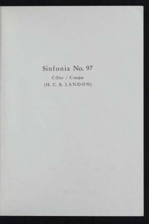 Sinfonia No. 97 C-Dur / C major : [Hob. I/97]