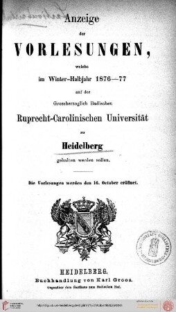 Wintersemester 1876/1877