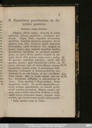 II. Exercitium poenitentiae ex dominica passione.