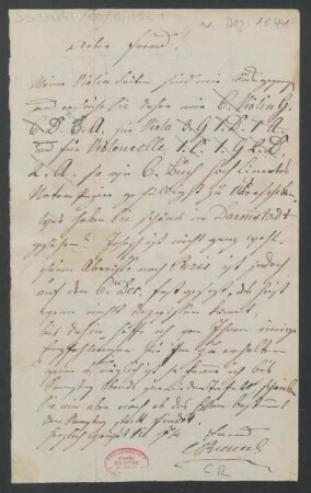 Brief an B. Schott's Söhne : 12.1841
