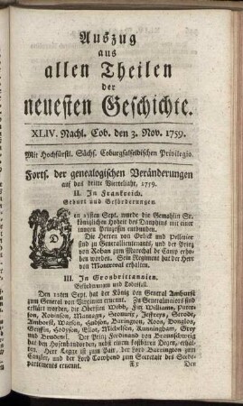 LXIV. Nachl. Cob. den 3. Nov. 1759.