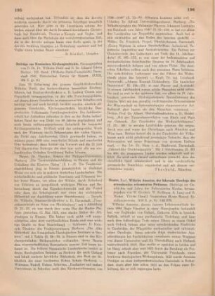 195-196 [Rezension] Beiträge zur hessischen Kirchengeschichte ; 12.1941