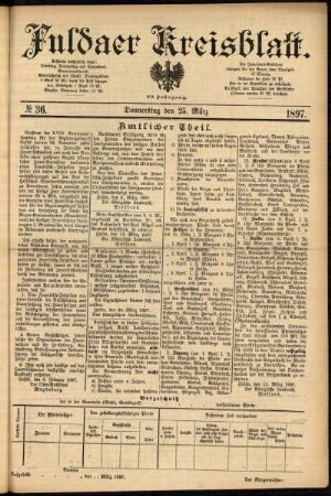 Erste Ausgabe vom Donnerstag, den 25. März 1897.
