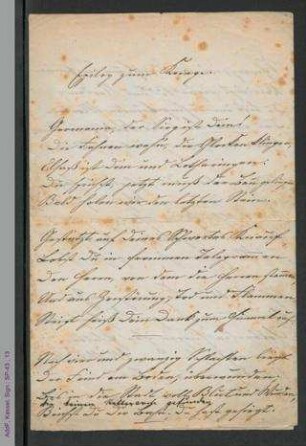Gedicht von Georg Herwegh: Epilog zum Kriege, hs.