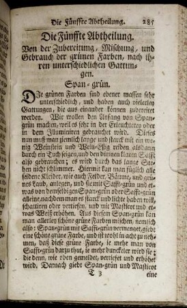 Die Fünffte Abtheilung.