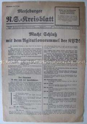 Lokales Mitteilungsblatt der NSDAP "Merseburger N.S.-Kreisblatt" zur Reichstagswahl im Juli 1932