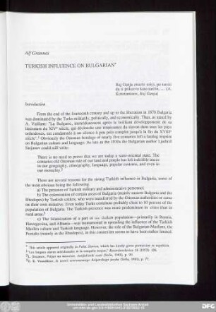Alf Grannes Turkish Influence On Bulgarian