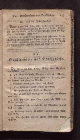 XV. Sprüchwörter und Denksprüche.