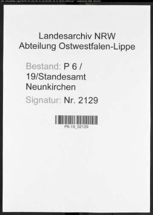 Sterberegister Standesamt Neunkirchen