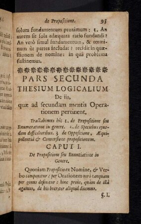 95-95, Thesium Logicalium De iis, quae ad secundam mentis Operationem pertinent.
