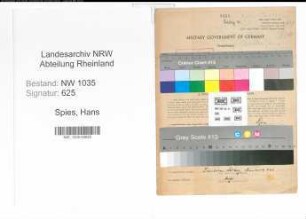 Entnazifizierung Hans Spies , geb. 01.04.1901 (Ingenieur)