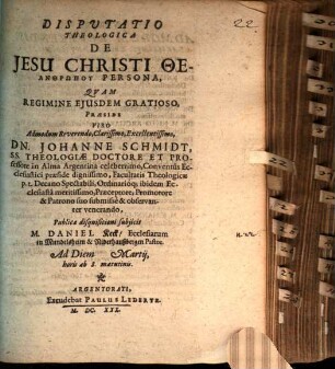 Disp. theol. de Jesu Christi theanthrōpu persona