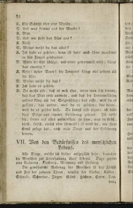 VII. Von den Bedürfnissen des menschlichen Lebens.