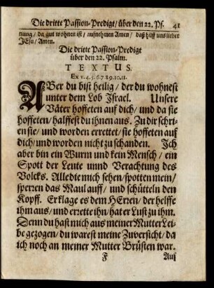 Die dritte Passion-Predigt über den 22. Psalm.