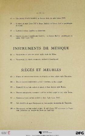 Sièges et meubles (Nr. 83-139)