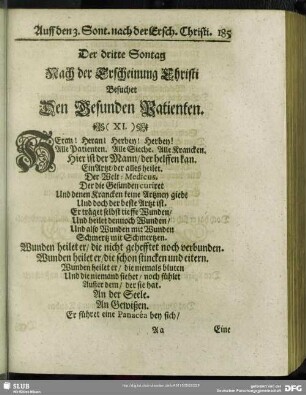 Der dritte Sontag Nach der Erscheinung Christi Besuchet Den Gesunden Patienten