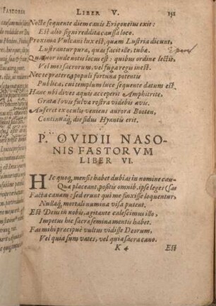 P. Ovidii Nasonis Fastorvm Caesarem Germanicum. Liber VI.