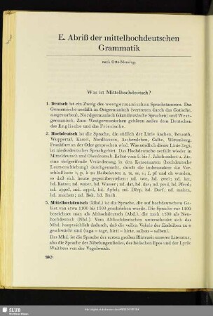 E. Abriß der mittelhochdeutschen Grammatik