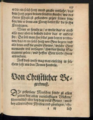 Von Christlicher Begrebnuß.
