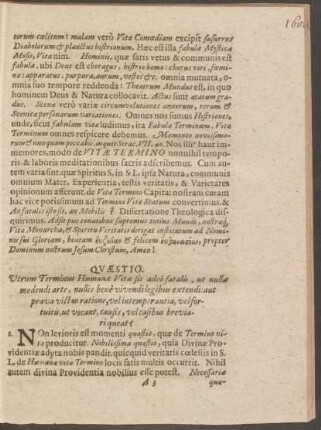 Quaestio. Utrum Terminus Humanae Vitae sit adeo fatalis ...