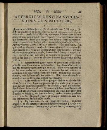 Aeternitas Genuina Successionis Omnino Expers.